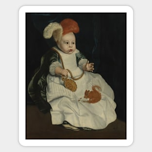 Portrait of a Child with a Red Squirrel Pieter van Lint Sticker